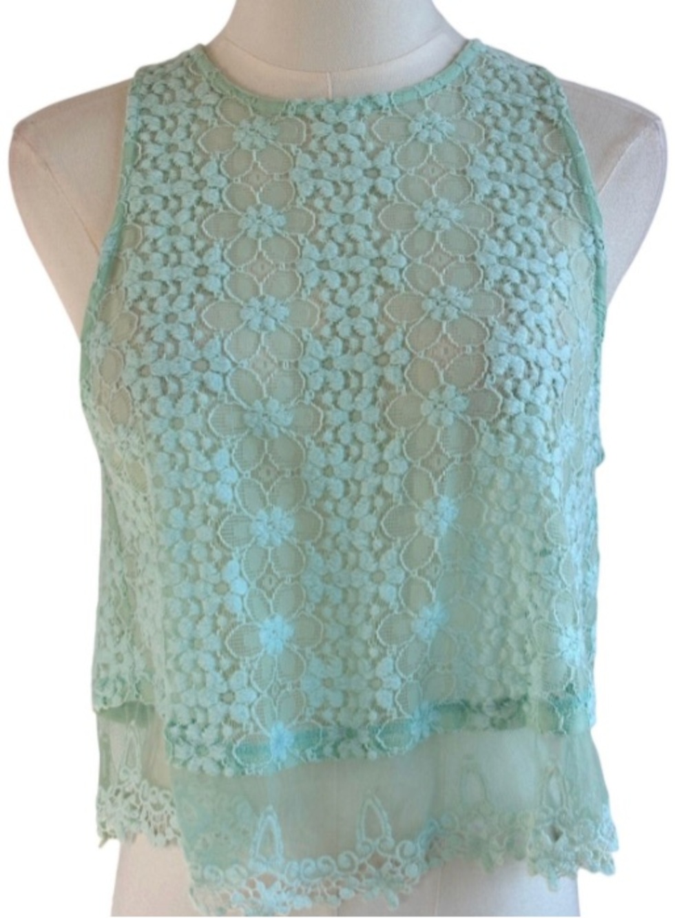 Bundle 2/$30! Millau Mint Lace Open Back Sleeveless Camisole M EUC